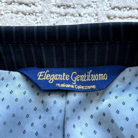 Elegante Gentiluomo Italiana Collezione Blazer Jacket Men’s 46L Black Pin Stripe - Picture 6 of 9